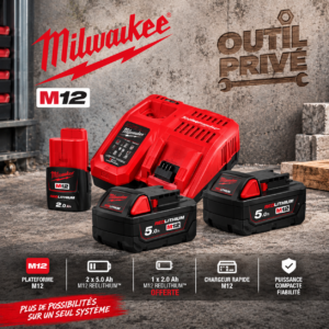 Pack Énergie M18 NRG-502 + Batterie M12 2.0 Ah Offerte